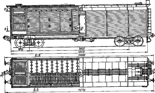 4-хосный изотермический вагон с металлическим каркасом и деревянной обшивкой