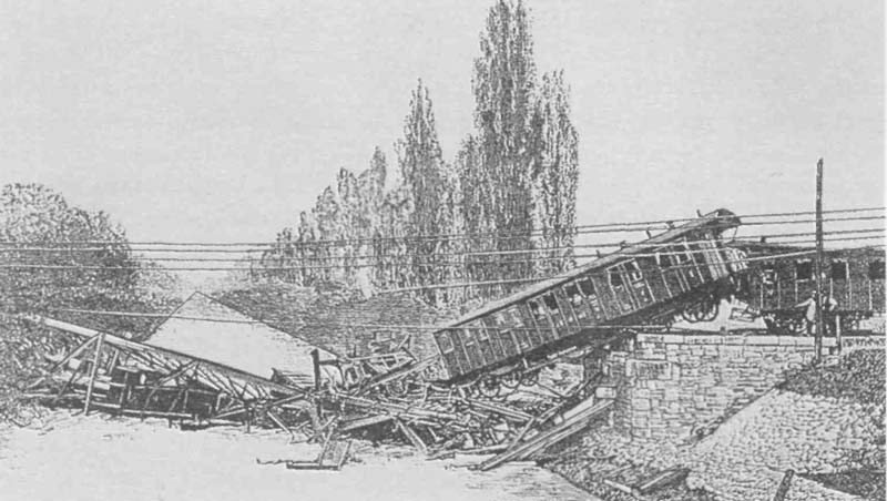 Крушение поезда на мосту вблизи Базеля в 1891 г.