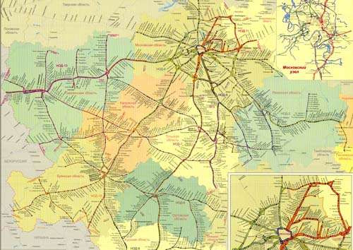 Карта современной Московской железной дороги